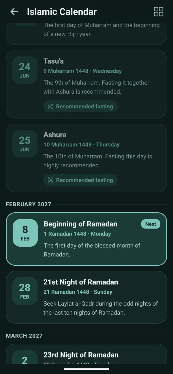 Islamic calendar